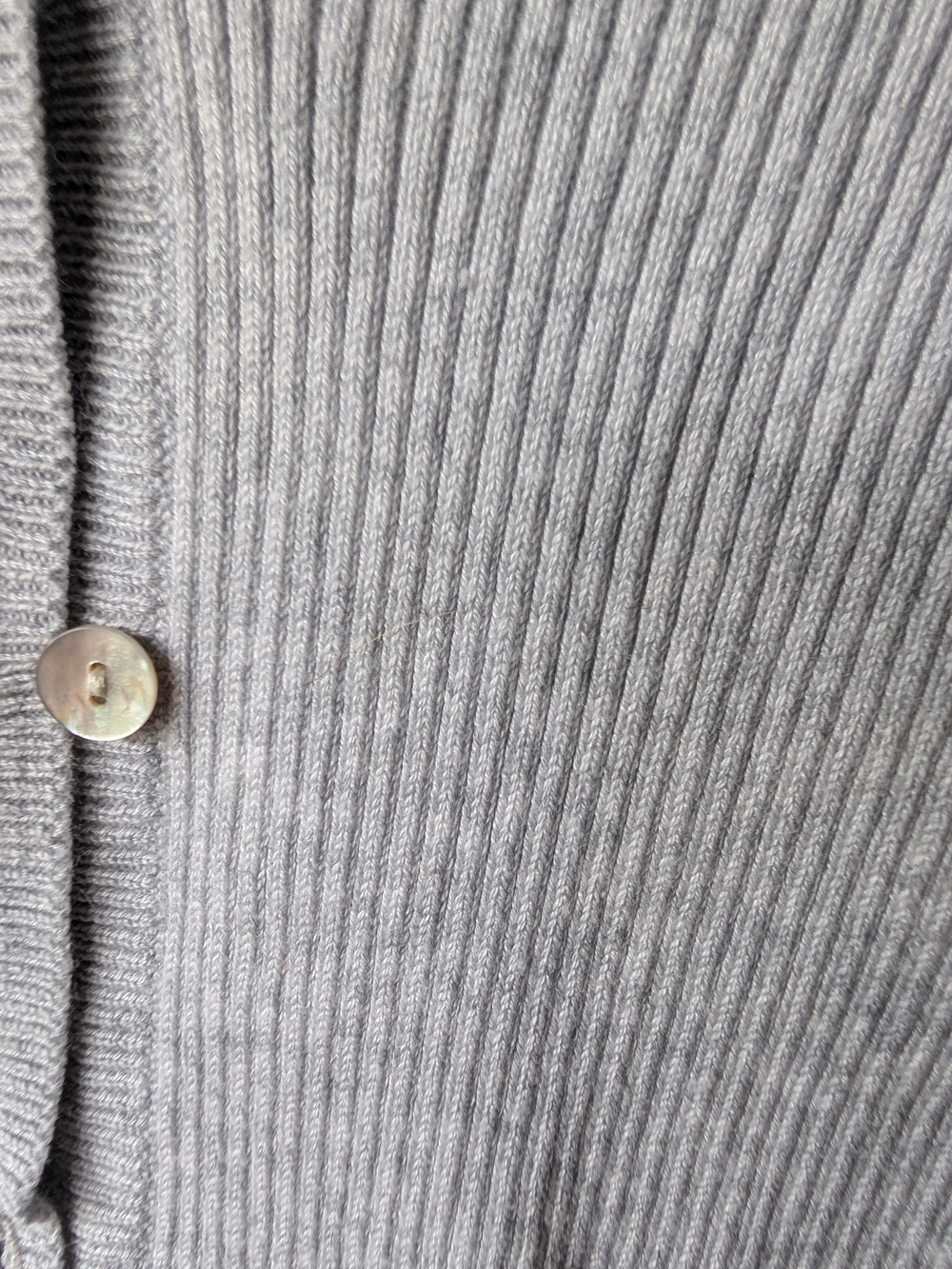 Light Gray Ribbed Button-Front Women's Sweater - Picture 3 of 4